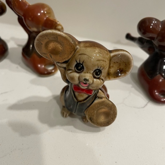 Vintage porcelain mice band figurines instruments set music - Picture 8 of 9